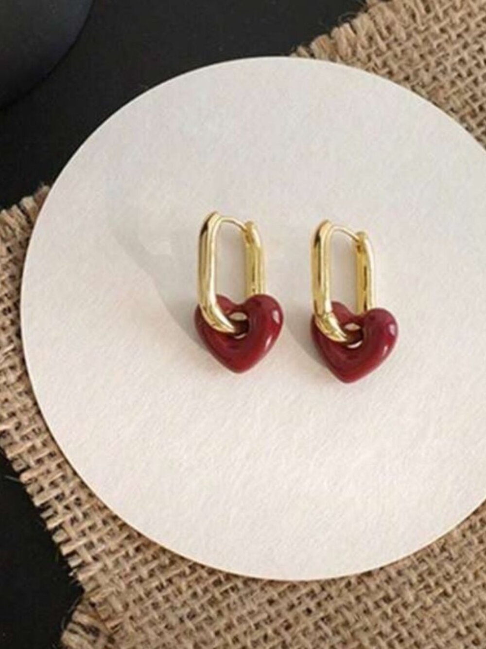 Goldred heart Hoop Earrings M670